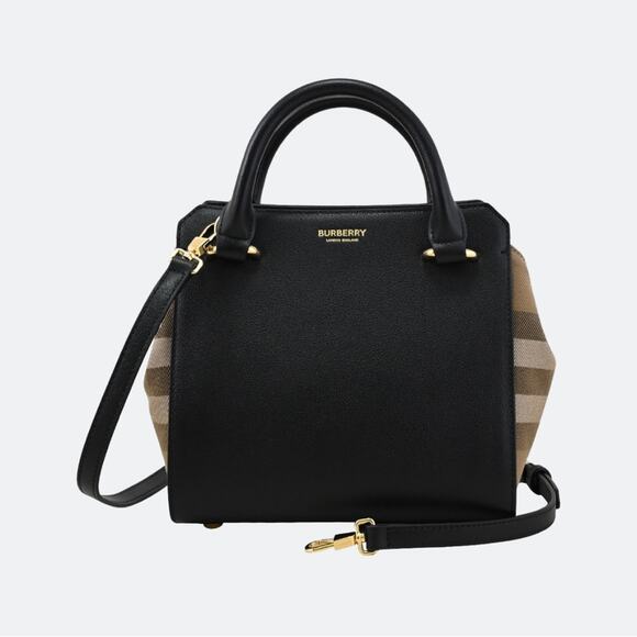 Burberry Black and Tan Banwell Small Top Handle Bag NWT - Picture 1 of 11